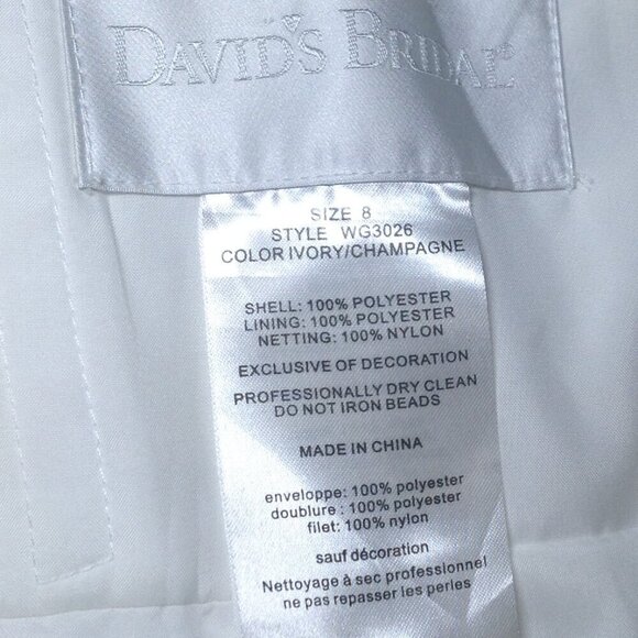 David's Bridal "8" Strapless Wedding Gown; Satin, Traditional Chic, Quiet Luxury - Picture 6 of 6